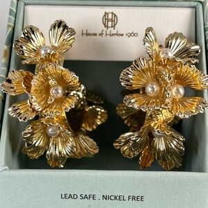 Floral Dangle Chunky Hoop Earrings